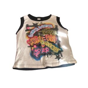 Funky Diva Girls Dance Hip Hop Airbrush Graphic Tank Top Glitter Y2K Made USA L